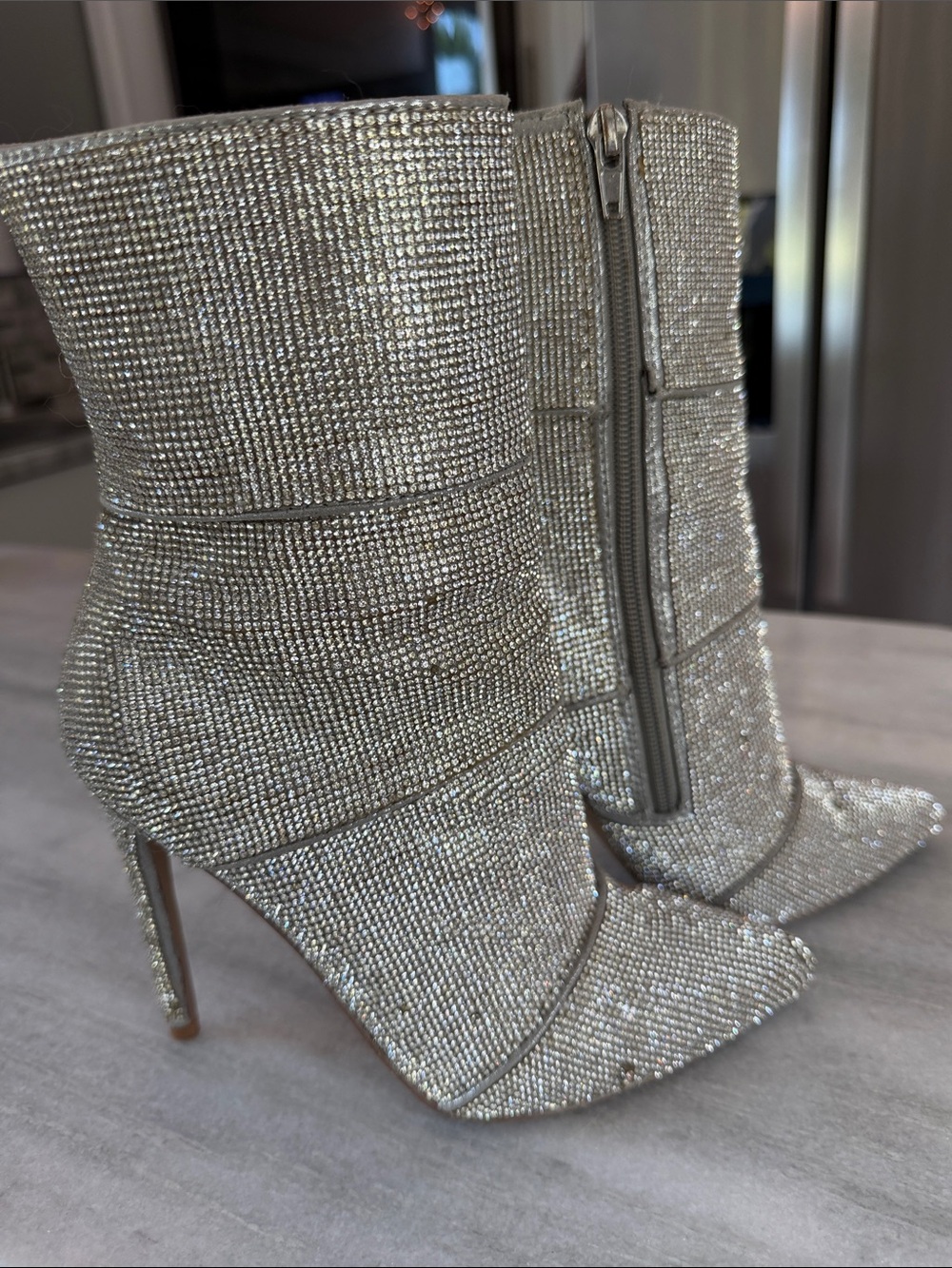 Steve Madden Winona Mid-Calf boots Silver Crystal Stiletto